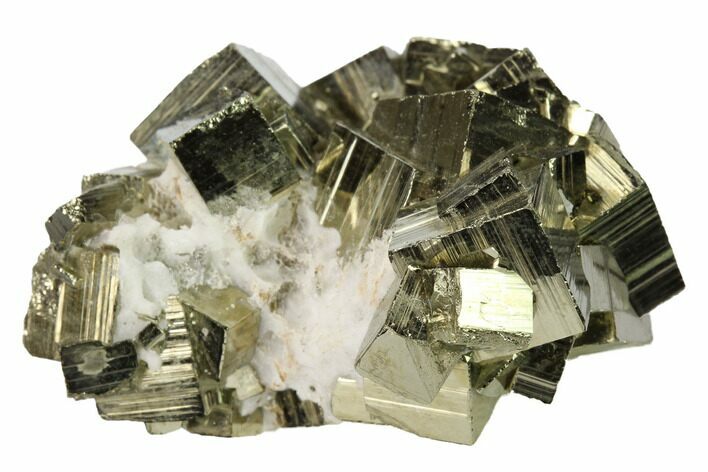 Shiny, Cubic Pyrite Crystal Cluster - Peru #167702